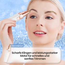 Augenbrauen Trimmer, 2 in 1 USB Augenbrauenrasierer und Gesichtshaarentferner für Frauen, Schmerzfreie Augenbrauen Epilierer Damen Für Körper Gesichtshaare Lippen Kinn, mit LED-Licht und Bürste