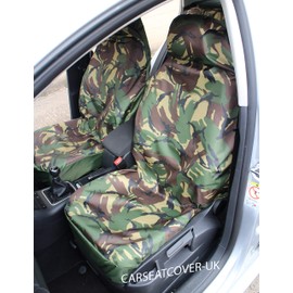 Carseatcover-UK GREEN Camouflage Camo Waterproof Car Seat Covers - 2 x Fronts