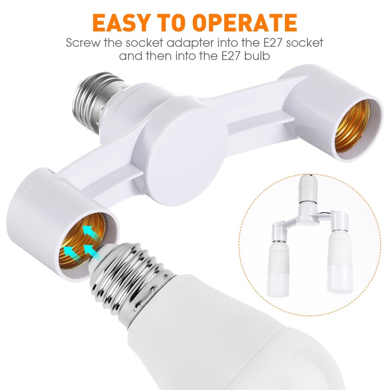 TOVINANNA E27 Light Socket Splitter Dual Heads Lamp Holder Adapter