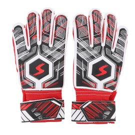 1 Pair Kids Soccer Gloves Latex Collision Resistance Football Goalkeeper Gloves for Grip Finger Guard Red Size 7