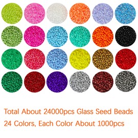 Tibaoffy Size 12/0 Crafts Glass Seed Beads 2mm Tiny Pony Beads Assorted Kit with Organizer Box for Jewelry Making (24 Assorted Multicolor Set, Total About 24000pcs)