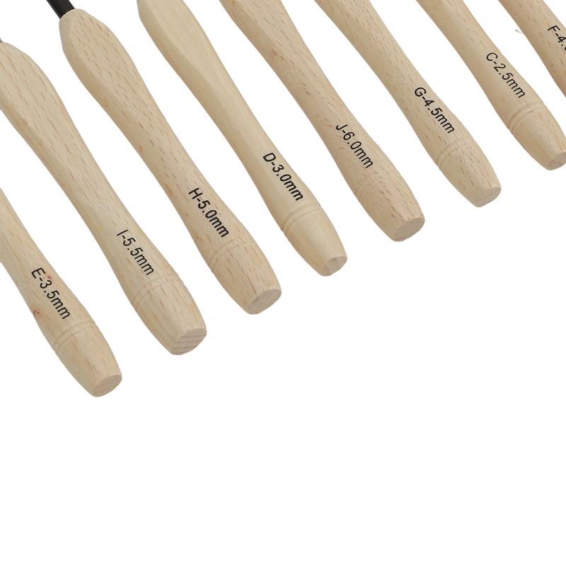 9PCS Crochet Hooks DIY Handcraft Ergonomic Crochet Needle with Wooden
