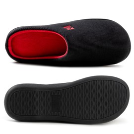 RockDove Men's Original Two-Tone Memory Foam Slipper, Size 10.5 US Men, Black/Red