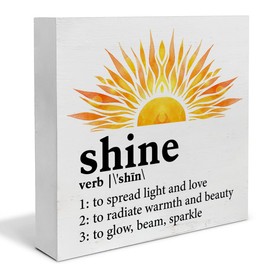 Farmhouse Sunshine Saying Wood Box Sign Art Desk Decor Sun Shine Definition Wood Block Sign Decor 5 X 5 Inches for Home Office Tabletop Shelf Wall