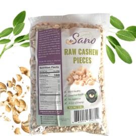 SANO Raw Cashew Pieces 2lbs (32oz) Organic Cashews Nuts, Fresh Unsalted cashew in Resealable Pack, No Salt Cashews Nuts, Natural Raw Cashew Unsalted for Snacking & Cooking & Vegan Recipes