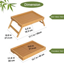 Asuthzon Bed Tray Table for Eating with Folding Legs, Bamboo Breakfast Table in Bed for Eating on Couch, Bed, Laptop Computer Tray(Bamboo, Medium)