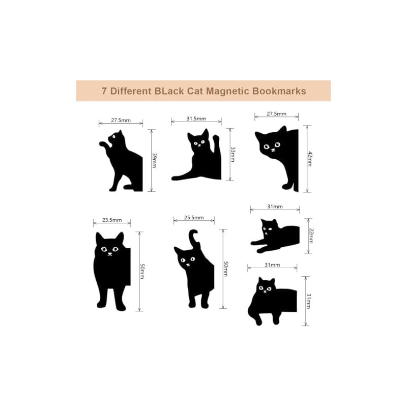 Marcapáginas Magnético de Gato Curioso, 7 Pcs Marcapáginas Magnéticos, para