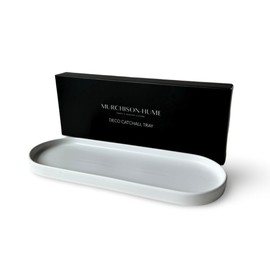Murchison-Hume White Ceramic Oval Deco Catchall Tray (Large)