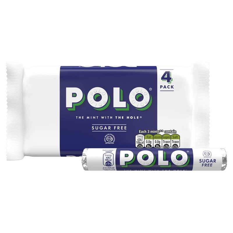 Polo Sugar Free Mint Tube Multipack, 4 x 33.4 g