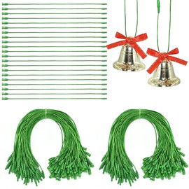 HDST-HOME 500 Pieces Ornament Hangers Snap Fasteners Lock String Tags Hanger Polyester Ropes for Christmas Valentine's Day Party Hanging Decor Hanging Decorations (Green)