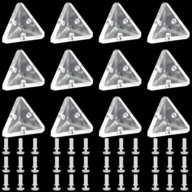 Erpmlyo 12 Piece Acrylic Corner Brackets with Semi-Transparent Screws, Clear