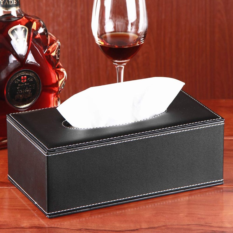 /N Rectangular PU Leather Tissue Box Napkin Holder, Used in