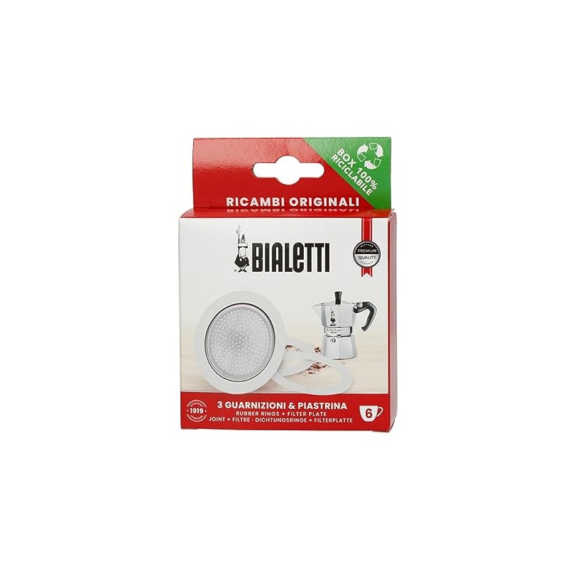 Bialetti Replacement Gasket & Filter for 6 Cup Espresso Maker