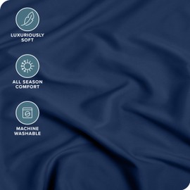Bare Home Fitted Bottom Sheet Queen - Premium 1800 Microfiber - Ultra-Soft Wrinkle Free - Deep Pocket - Fitted Sheet (Queen, Dark Blue)