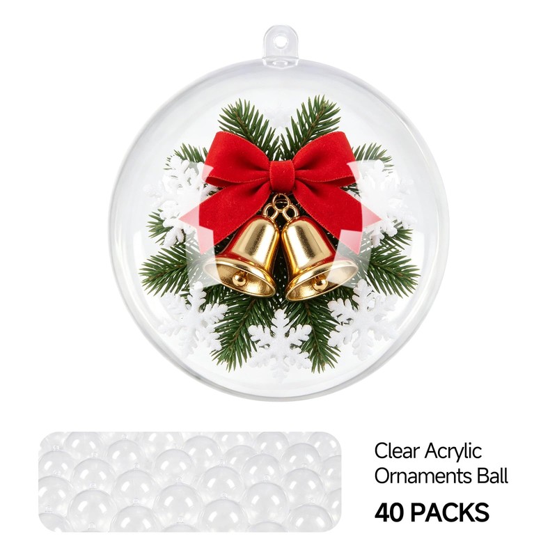 40 Pack 4 Inch Clear Fillable Ornament Balls