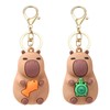 LunarCharm 2 Piece Capybara Keyring, Capybara Animal Figurine, Fun Keyring