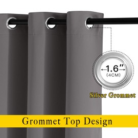 NICETOWN Bedroom Blackout Curtains Panels - (52 inches by 120 Inch, Grey, Set of 2) Triple Weave Energy Saving Thermal Insulated Solid Grommet Blackout Draperies for Patio