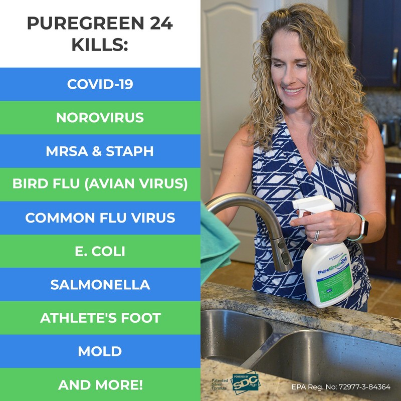 PureGreen24 Safe & Effective Disinfectant. Kills Deadly Germs including RSV