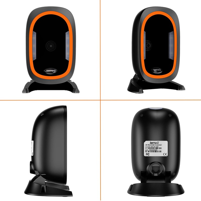LENVII D2200 Platform 2D Barcode Scanner, 1D QR, Desktop, Automatic