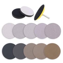Keadic 50 Pieces 3" Dry Wet and Dry Sanding Discs Assortment Kit Multiple Grits 80-7000 with 1/4" Shank and Soft Foam Buffer Pad for Hook and Loop Sanding Discs