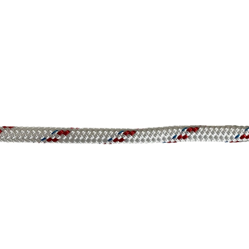 Yacht Braid Premium Polyester Rope 7/16 inch, White with Red