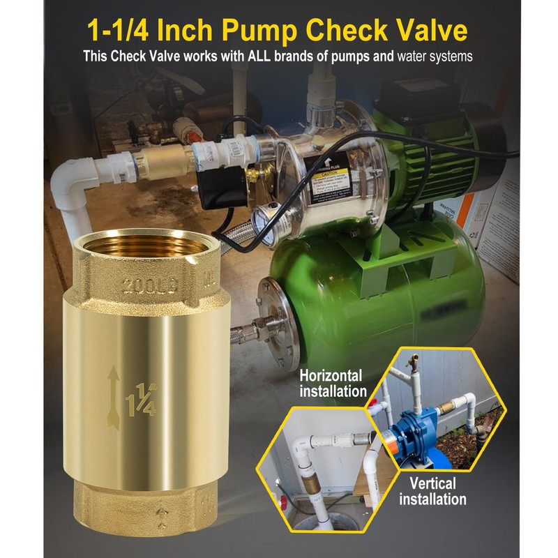 1 1/4 Inch Brass Check Valve for Well Pump, One