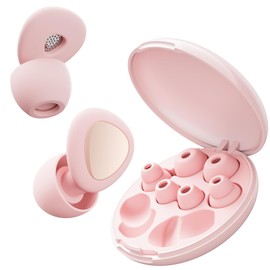 Ultra-Comfy Reusable Ear Plugs - 45dB SNR Noise Cancelling Earplugs for Sleep, Deep Focus, Travel, Sensitivity | Flexible Hearing Protection | Customizable Fit | 8 Pairs Ear Tips in XS/S/M/L-Pink