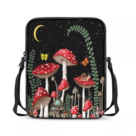 chaqlin Mushroom Butterfly Crossbody Purse Women Girls Cute Wallet Small Messenger Handbag Sling Shoulder Tote Bags Travel Daily Cell Phone Bags with Adjustable Strap
