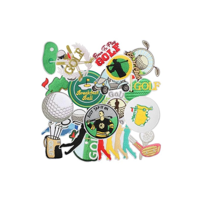 20pcs Cute Golf Club Iron-On Patches for Clothing & Accessories