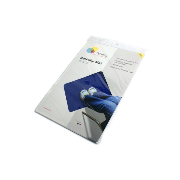 SP Ableware Tenura 100 Percent Silicone Non-Slip Floor Mat, 23.5 Inches Length x 17.75 Inches Width - Blue (753746002)