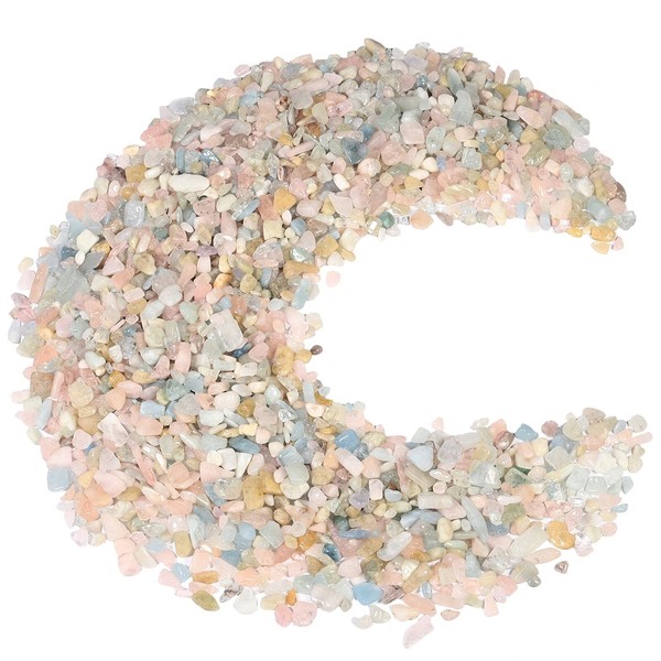 SUNYIK Morganite Tumbled Chips Crystal Crushed Pieces Irregular Shaped 1pound(About 460 Gram)