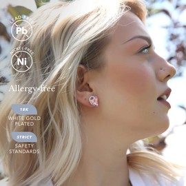 Leafael Infinity Love Heart Earrings for Women, Birthstone Crystal Earrings with Healing Stones, Allergy-Free Jewelry for Women with Gift Box, Silver-tone Crystal Stud Earrings for Women