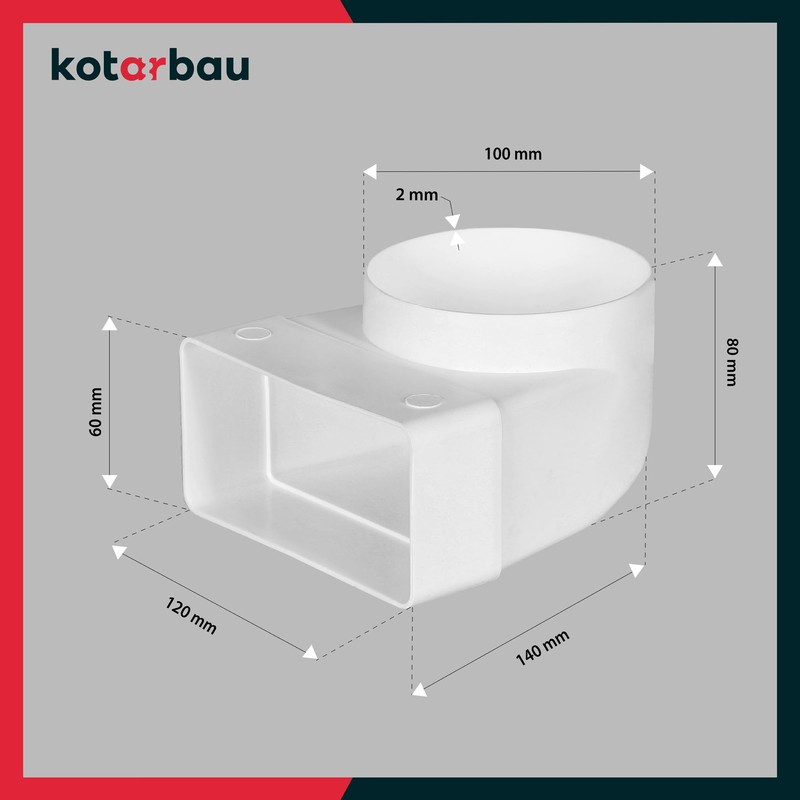 KOTARBAU® Deflection Piece 90° for Ventilation Duct 120 x 60