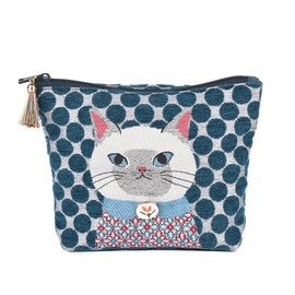 Kusguru Japan Parlor Suzurando Jacquard Woven Pouch, blue