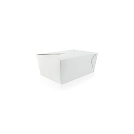 PacknWood 210BIO4- White Meal Box -Biodegradable Paper Meal Prep Containers,food boxes,cardboard food containers,chinese take out boxes, 100 oz,Base:7.7 x 5.5 x 3.5” Top:8.5 x 6.3 x 3.5” |Case of 160
