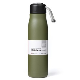 Small Water Bottle, Dusgut Insulated Water Bottle, Stainless Steel, Wide Mouth Portable Lid, 17 oz, Army Green