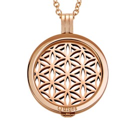 Quiges 90 cm Necklace Set Rose Gold Stainless Steel with Pendant and 33 mm Coin Large, Stainless Steel