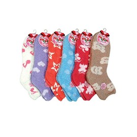 Mamia 6 Pairs Womens Cozy Slipper Socks Fuzzy Sock Multi Color (Style 10)