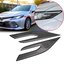Xotic Tech Front Headlight Eyelid Edge Real Carbon Fiber Sporty Racing Frame Decal Trim Compatible with Toyota Camry 2018-2020