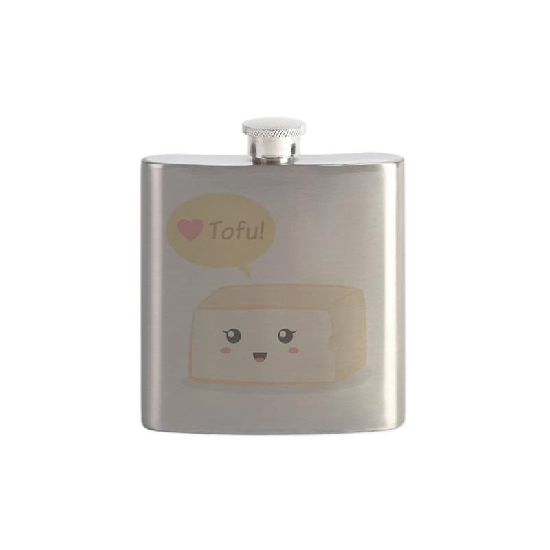 CafePress Kawaii Tofu Asking People To Love Tofu Flask 7