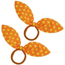 AERZETIX - C71257 Set of 2 Hair Bobbles with Bow – Colour Orange with Yellow Dots – Made of Textile – Scrunchie, Hairstyle, Glamour, Fashion, Bun