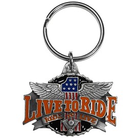 Siskiyou Automotive Metal Key Chain Live to Ride Motorcycle Enameled Details