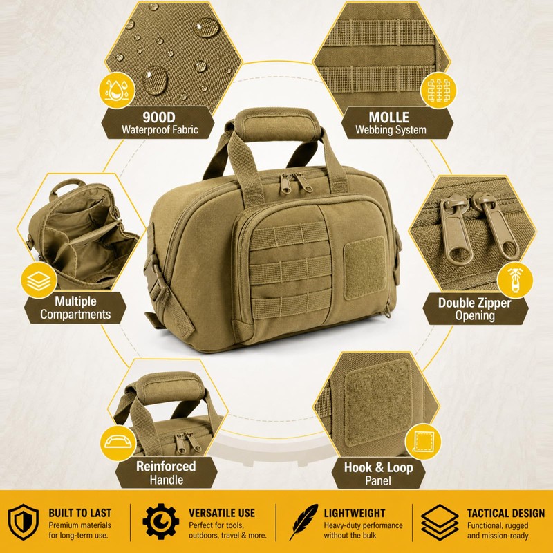 Heavy Duty Tool Bag,Tool Pouch Organizer,5-Pocket 10-Inch Small Tool Bag