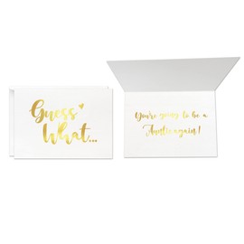 MAGJUCHE Pregnancy Announcement Card, Gold Foil You Are Going To Be Auntie Again, New Baby Card