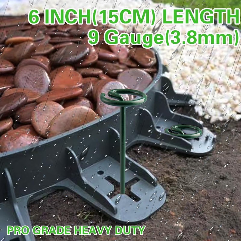 Bakulyor 50Pcs Circle Top Landscape Staples, 6 Inch Green Artificial