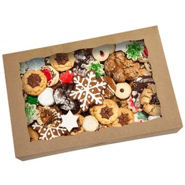 15-Pack Brown Pastry Box12x8x2.5inch,Large Bakery Cookie Box for Donuts,Muffins with Window Lid - Auto-Pop up Paper Box Doughnut Cardboard Chocolate Strawberries Treat Boxes ,Pack of 15
