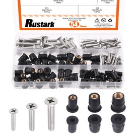 Rustark 108Pcs M4 M5 M6 Neoprene Well Nuts with Stainless Steel Screws Bolts Rubber Well Nuts Fairing Fasteners Assortment Kit for Motorcycle Kayak Boats