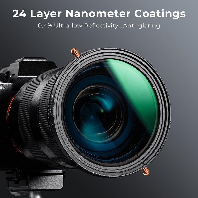 K&F Concept 52mm Versatile ND2-32 & CPL Filter, Variable ND