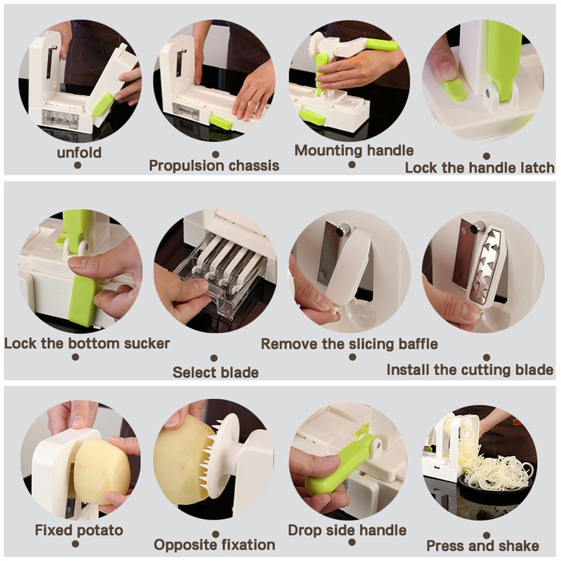 5-Blade Vegetable Spiralizer for Veggie Noodles – Quick Kitchen Slicer