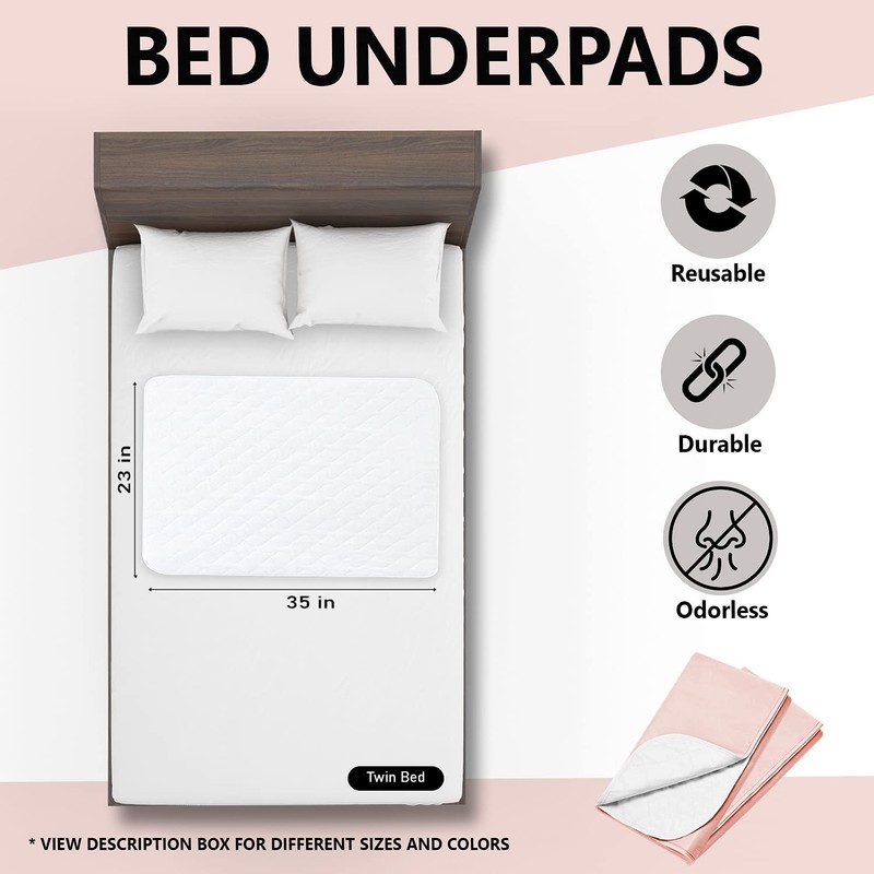Reusable Bed Underpad - Machine Washable & Dryable, Waterproof, Extra-Absorbent,